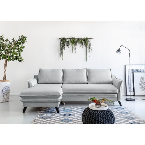 Gaiši pelēks izlaižams stūra dīvāns Miuform Charming Charlie, kreisais stūris-image-1