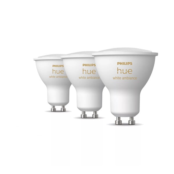 LED spuldzes (3 gab.) ar GU10 spuldžu ietveri, 4 W White ambiance – Philips Hue