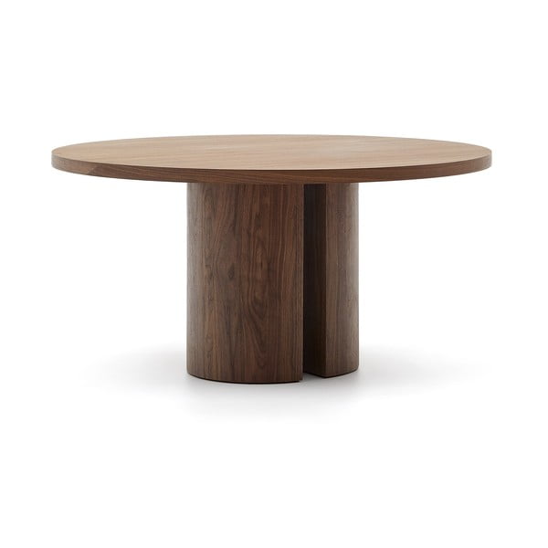 Brūns apaļš ēdamgalds ar riekstkoka imitāciju ø 150 cm Nealy – Kave Home-image-3