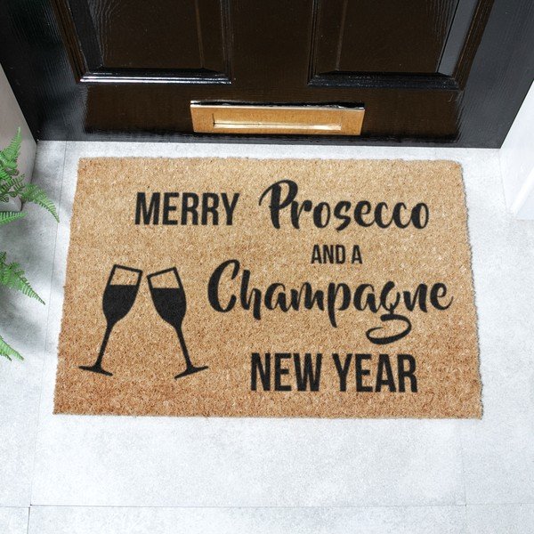 Kokosšķiedras kājslauķis ar Ziemassvētku motīvu 40x60 cm Champagne New Year – Artsy Doormats-image-2