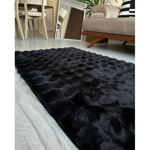 Melns mazgājams paklājs 150x230 cm Bubble Black – Mila Home-image-2