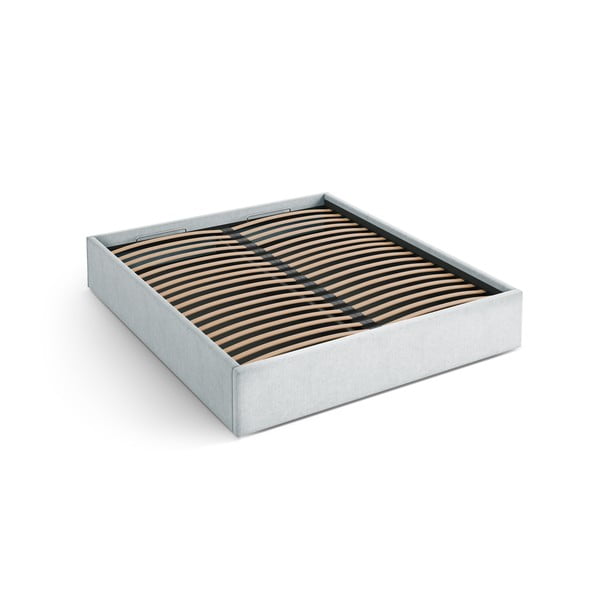 Gaiši pelēka polsterēta divvietīga gulta ar veļas kasti/bez galvgaļa ar redelēm 180x200 cm Susan – Micadoni 