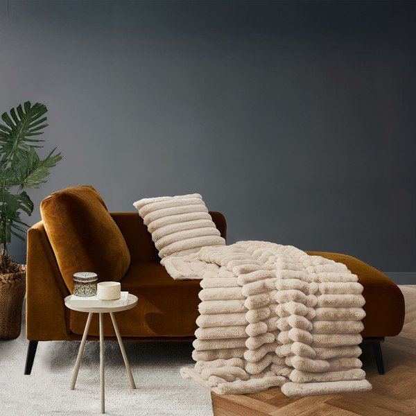 Bēšs mikroplīša pleds 180x220 cm Boudoir – douceur d'intérieur-image-1