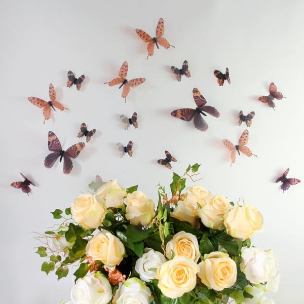 18 brūnu līmlīmju komplekts 3D uzlīmes Ambiance Butterflies Chic