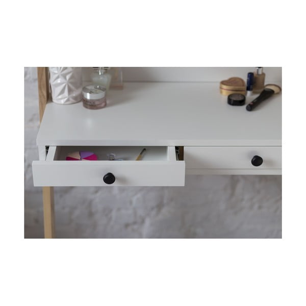 Balts tualetes poda statīvs ar atvilktni un spoguli Ragaba Leno-image-3