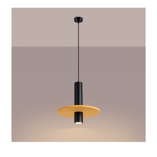 Dzeltena/bēša metāla piekaramā lampa ø 30 cm Olisa – Sollux-image-2