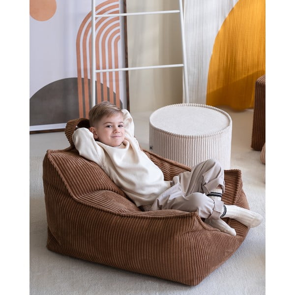 Krēmkrāsas velveta bērnu pufs – Wigiwama-image-2