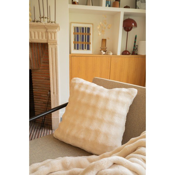 Ziloņkaula krāsas mikroplīša pleds 150x200 cm Wave – Tiseco Home Studio-image-2