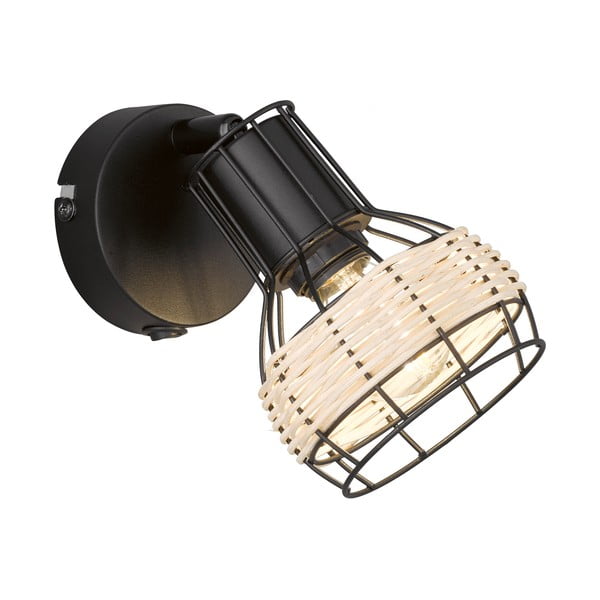 Melna sienas lampa Straw – Fischer & Honsel