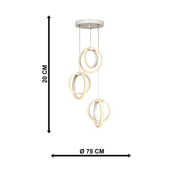 Balta metāla LED piekaramā lampa ø 20 cm Sezen – Squid Lighting-image-4
