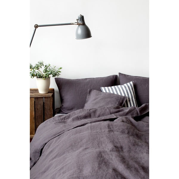 Tumši pelēks lina spilvendrānas pārvalks Linen Tales, 70 x 90 cm-image-1