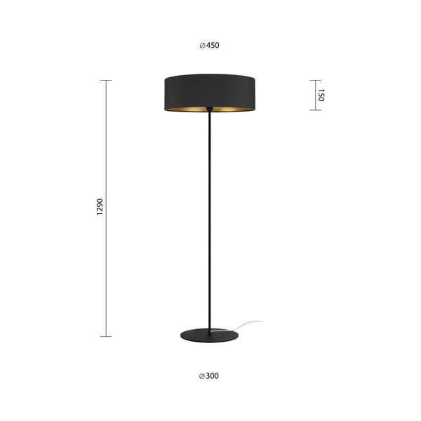 Melna stāvlampa ar zelta detaļām Sotto Luce Tres XL, ⌀ 45 cm-image-3