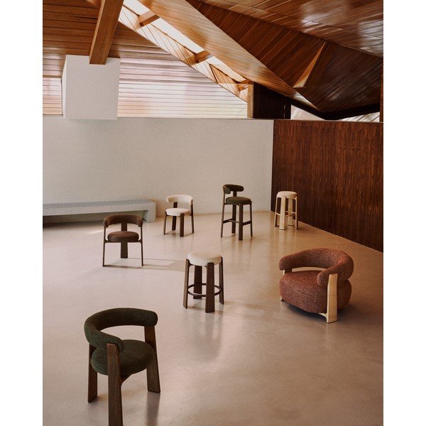 Bēša/tumša dabīga toņa oša masīvkoka bāra taburete (sēdekļa augstums 65 cm) Granite – Kave Home-image-4