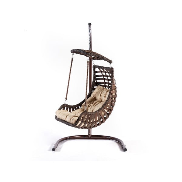 Brūns rotangpalmas dārza piekaramais krēsls Alacati – Floriane Garden-image-1