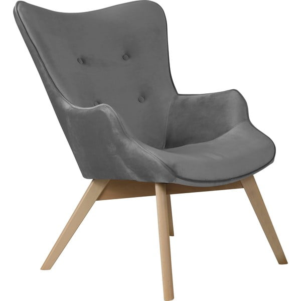 Pelēks samta atpūtas krēsls Niko – Ropez