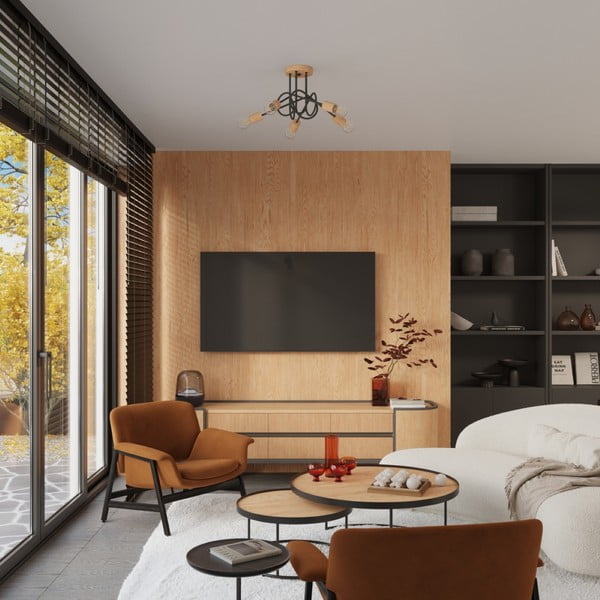 Melna/dabīga toņa griestu lampa 15x61 cm Tumber – Sollux-image-4