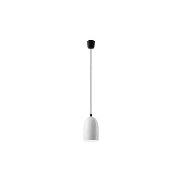 Balta spīdīga piekaramā lampa ar melnu kabeli un melnu kontaktligzdu Sotto Luce Ume