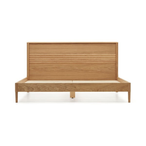 Dabīga toņa ozola masīvkoka divvietīga gulta ar režģi 180x200 cm Lenon – Kave Home-image-2