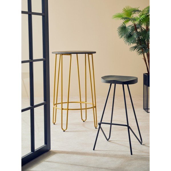 Melna/dabīga toņa gobas masīvkoka bāra taburete (sēdekļa augstums 78 cm) District – Premier Housewares-image-1