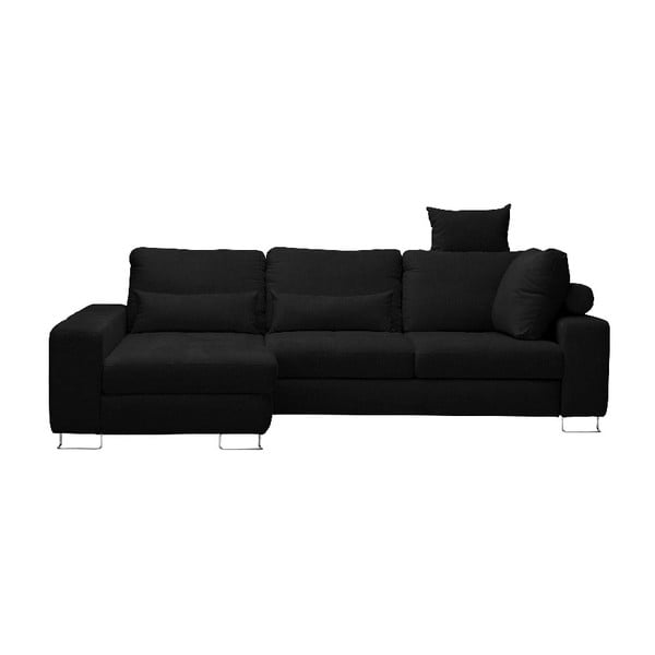 Melna stūra dīvāns-guļamā gulta Windsor & Co Dīvāni, kreisais stūris Alpha