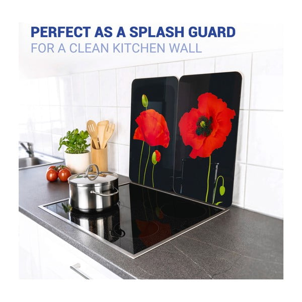 Aizsargplāksnes plītij no rūdīta stikla (2 gab.) 52x30 cm Poppy – Maximex-image-2