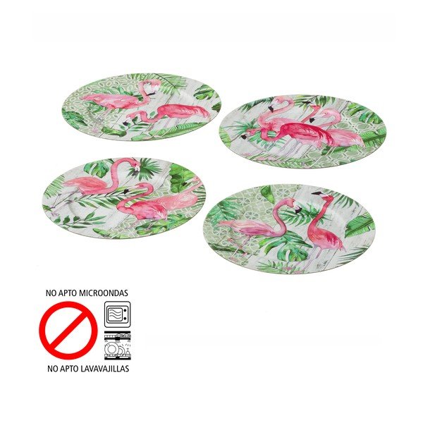 4 šķīvju komplekts Unimasa Flamingos-image-2