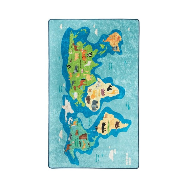 Zils neslīdošs bērnu paklājs Conceptum Hypnose Map, 140 x 190 cm