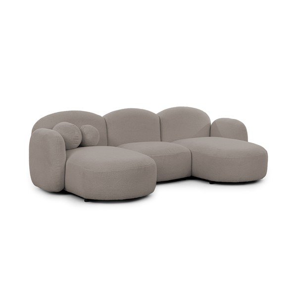 Pelēks stūra dīvāns no buklē auduma (U veida) Orbit – Ropez