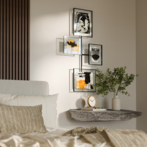 Spīdīgi melns metāla/stikla piekarināms foto rāmis 57x99 cm Flute – Umbra-image-3