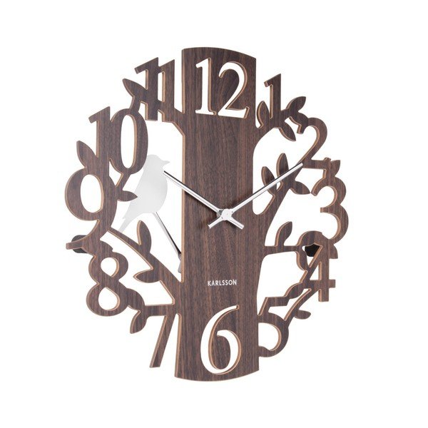 Brūns sienas pulkstenis Karlsson Woodpecker, ⌀ 40 cm-image-1