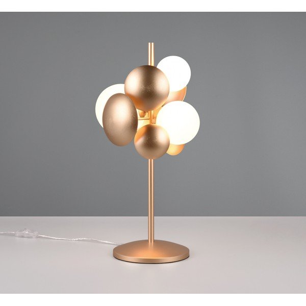 Balta/zelta krāsas galda lampa ar stikla abažūru (augstums 50 cm) Bubble – Trio Select-image-1