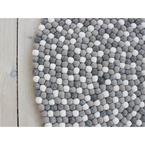 Gaiši pelēks vilnas bumbiņuu paklājs Wooldot Ball Rugs, ⌀ 140 cm