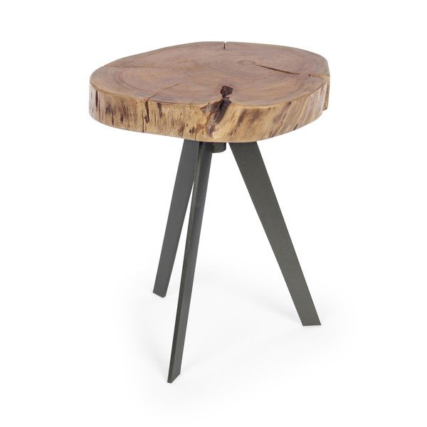 Melns/dabīga toņa žurnālgaldiņš ar akācijas koka galda virsmu ø 35 cm Aron – Bizzotto-image-2