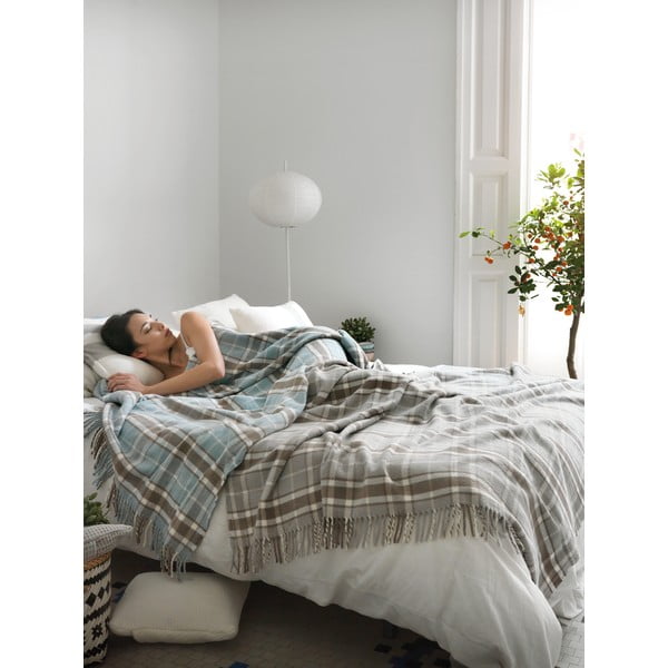 Gaiši zils pleds ar kokvilnu Euromant Texas, 140 x 160 cm-image-2