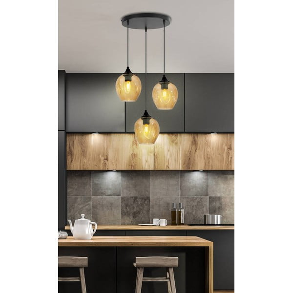 Melna piekaramā lampa ar stikla abažūru Aspa – Candellux Lighting-image-1