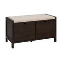 Tumša dabīga toņa ozola masīvkoka apavu plaukts ar soliņu 80x47x41 cm Hillmond – Rowico