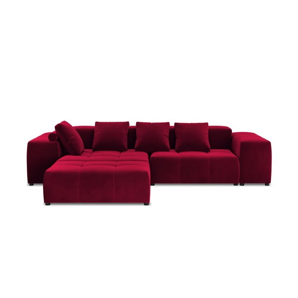 Sarkans samta stūra dīvāns (maināms stūris) Rome Velvet – Cosmopolitan Design 