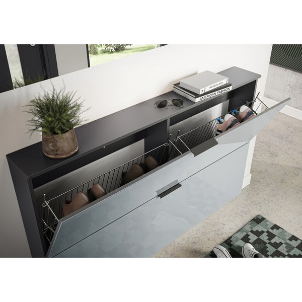 Pelēks atvāžamais apavu plaukts Valega – Germania-image-3