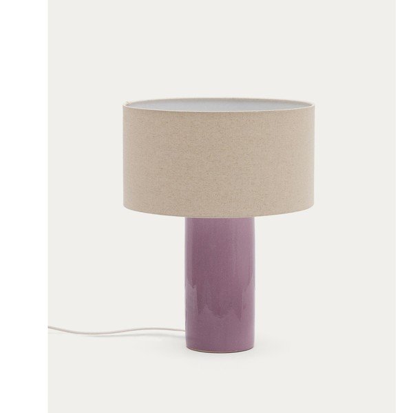Violeta/bēša galda lampa ar auduma abažūru (augstums 52 cm) Toneric – Kave Home-image-4