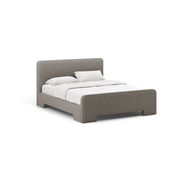 Pelēka polsterēta divvietīga gulta ar redelēm 140x200 cm Eda – Micadoni 