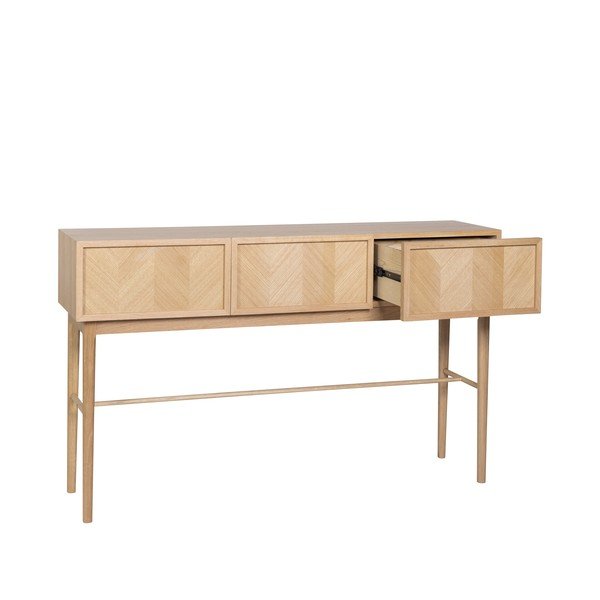 Dabīga toņa konsoles galds ar ozolkoka imitāciju 38x150 cm Herringbone – Hübsch-image-2