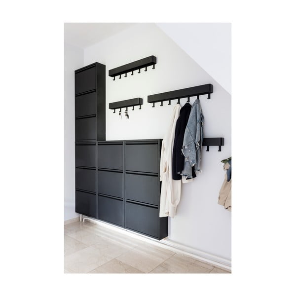 Melns metāla sienas pakaramais ar plauktu 27 cm Dax Play – Spinder Design-image-2