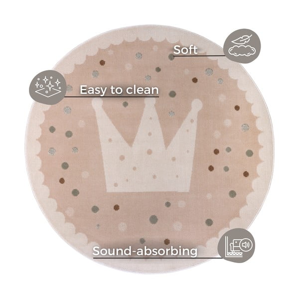 Bēšs bērnu paklājs ø 100 cm Crown – Hanse Home-image-4