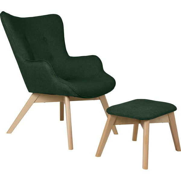 Tumši zaļš atpūtas krēsls ar kāju balstu Niko – Ropez