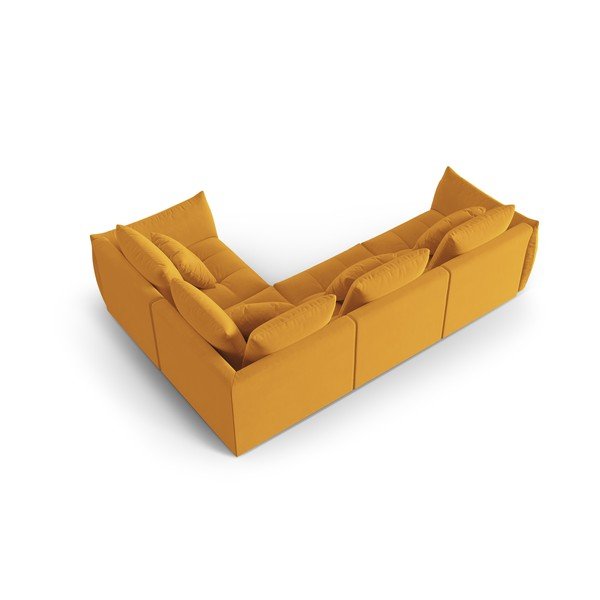 Dzeltens samta stūra dīvāns (ar labo stūri/L veida) Bloom – Micadoni -image-3