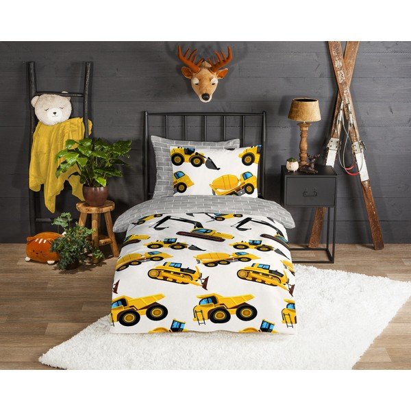 Vienguļamā flaneļa bērnu gultas veļa 140x200 cm Dig – Good Morning-image-1