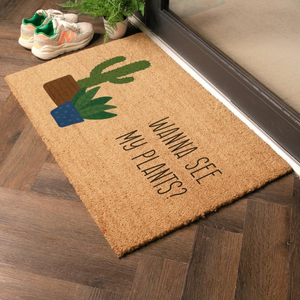 Kokosšķiedras kājslauķis 40x60 cm Wanna See My Plants – Artsy Doormats-image-1