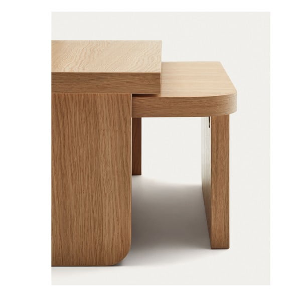 Dabīga toņa žurnālgaldiņi ar ozolkoka imitāciju (2 gab.) Oaq – Kave Home-image-3