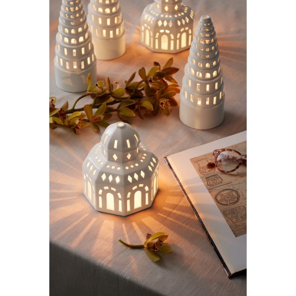 Balts keramikas Ziemassvētku svečturis Kähler Design Lighthouse, ø 12 cm-image-3