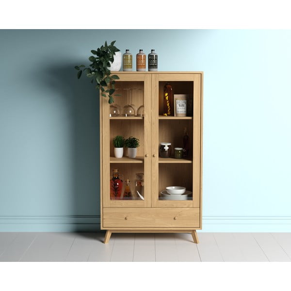 Dabīga toņa vitrīna ar ozolkoka imitāciju 100x170 cm Kensal – Woodman-image-2